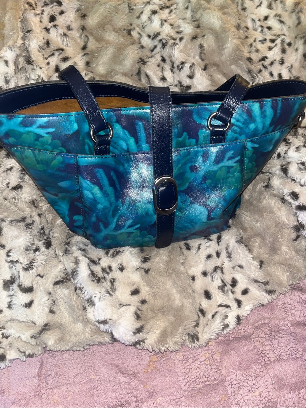 Blue Green Patterned Women's Shoulder Bag 
Also receive a free wallet